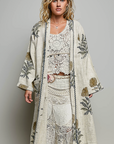 Lightweight Contrast Trim Tie Waist Kimono Jacket