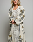 Lightweight Contrast Trim Tie Waist Kimono Jacket