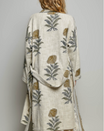 Lightweight Contrast Trim Tie Waist Kimono Jacket