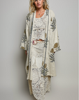 Lightweight Contrast Trim Tie Waist Kimono Jacket