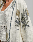 Lightweight Contrast Trim Tie Waist Kimono Jacket