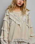 French Terry Ruffle Vintage Knit Top