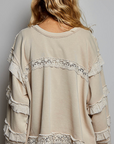 French Terry Ruffle Vintage Knit Top
