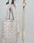 Quilted Pocket Detail Floral Botanical Tote Bag