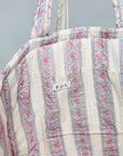 Quilted Pocket Detail Floral Botanical Tote Bag