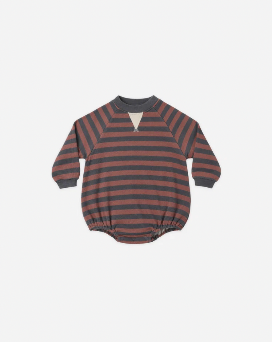 Rylee + Cru Crew Neck Romper Mulberry Stripe