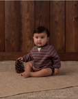 Rylee + Cru Crew Neck Romper Mulberry Stripe