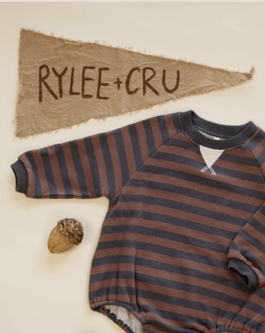 Rylee + Cru Crew Neck Romper Mulberry Stripe