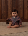 Rylee + Cru Crew Neck Romper Mulberry Stripe