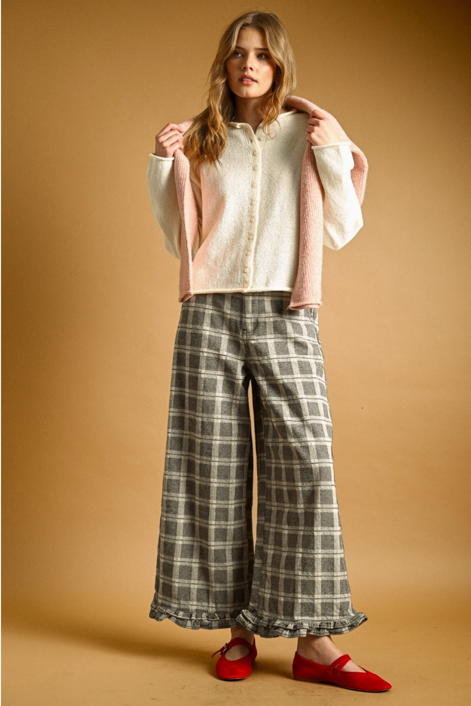 Darla Ruffle Plaid Pants
