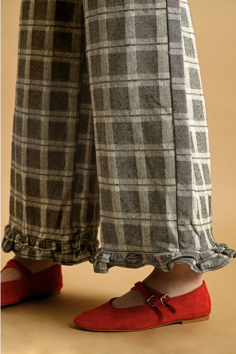 Darla Ruffle Plaid Pants