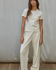 Cotton Cream Pointelle Pants