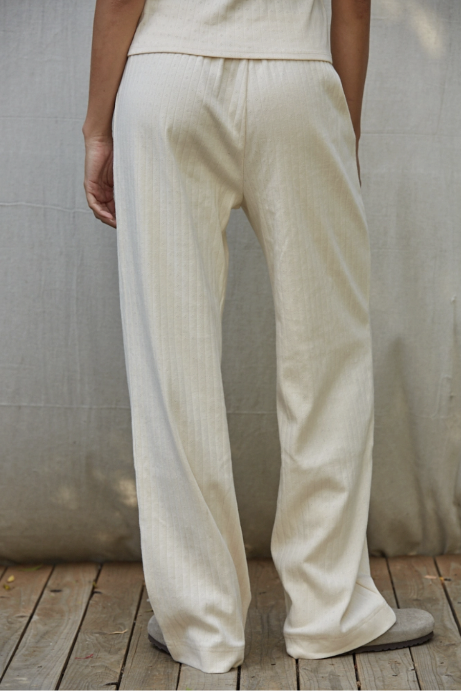 Cotton Cream Pointelle Pants