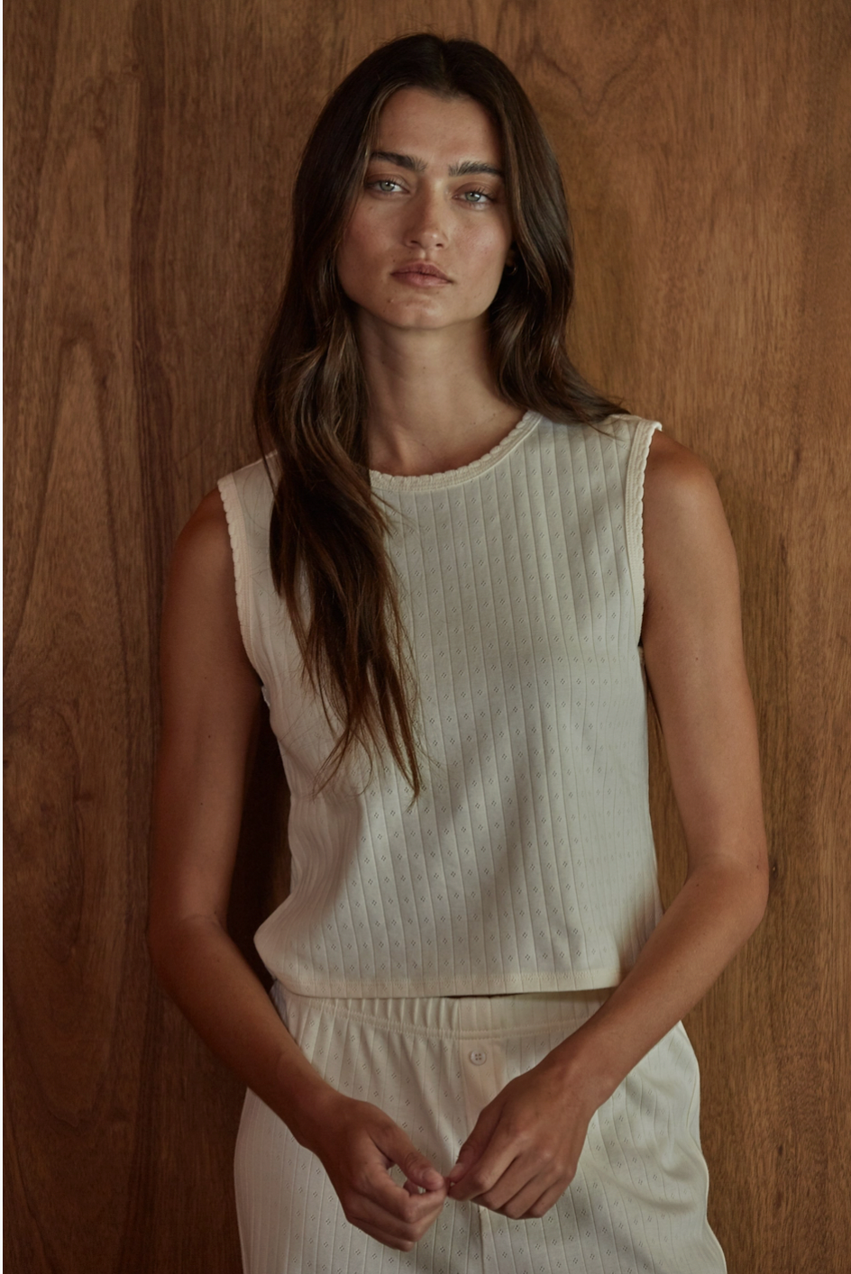 Cotton Cream Pointelle Tank