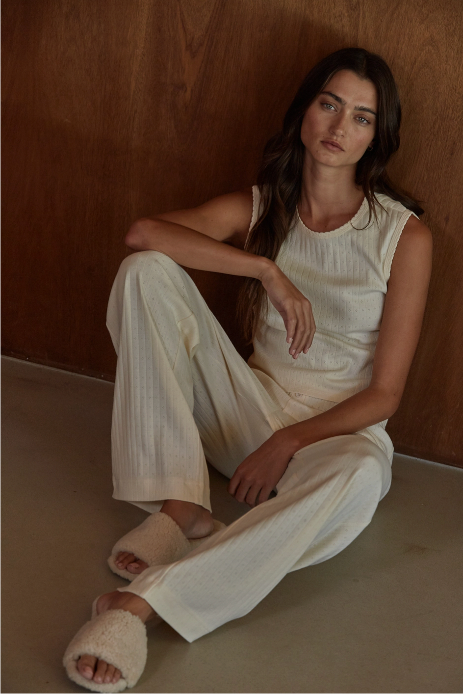 Cotton Cream Pointelle Tank