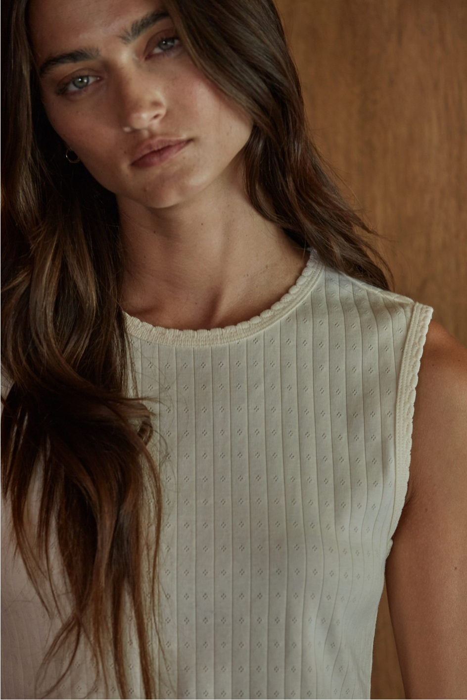 Cotton Cream Pointelle Tank