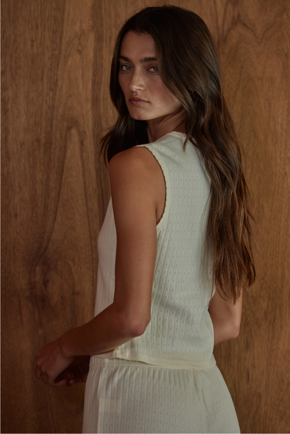 Cotton Cream Pointelle Tank