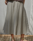 Woven Gingham Midi Skirt