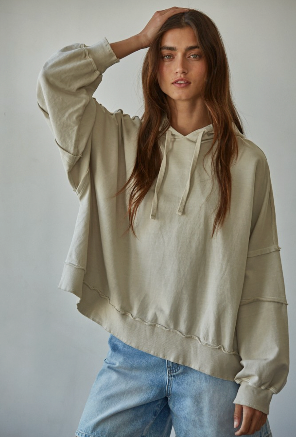 Knit Cotton Drop Shoulder Hoodie