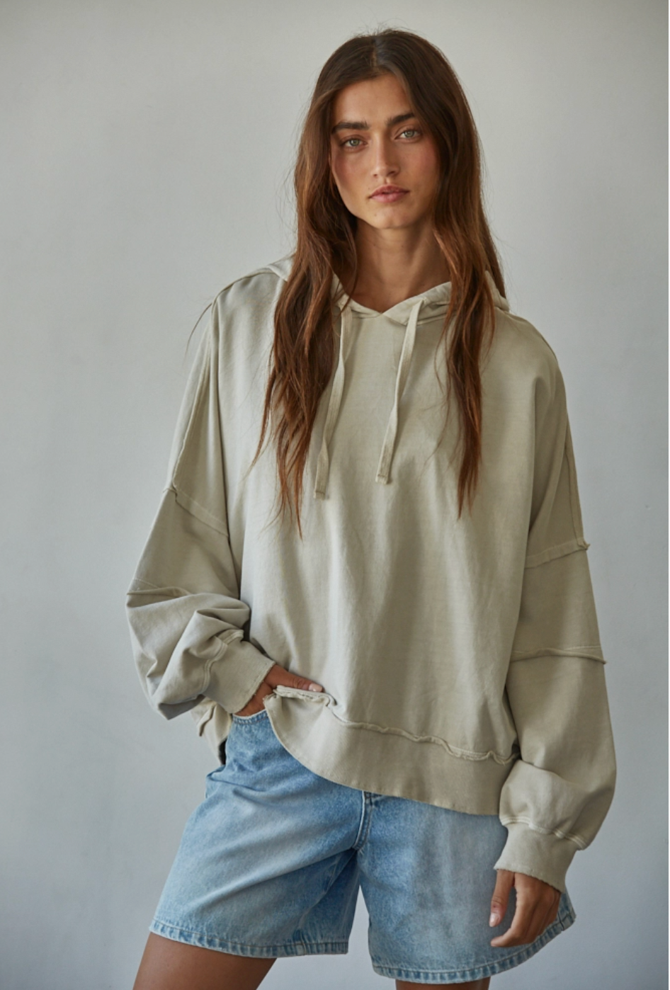 Knit Cotton Drop Shoulder Hoodie