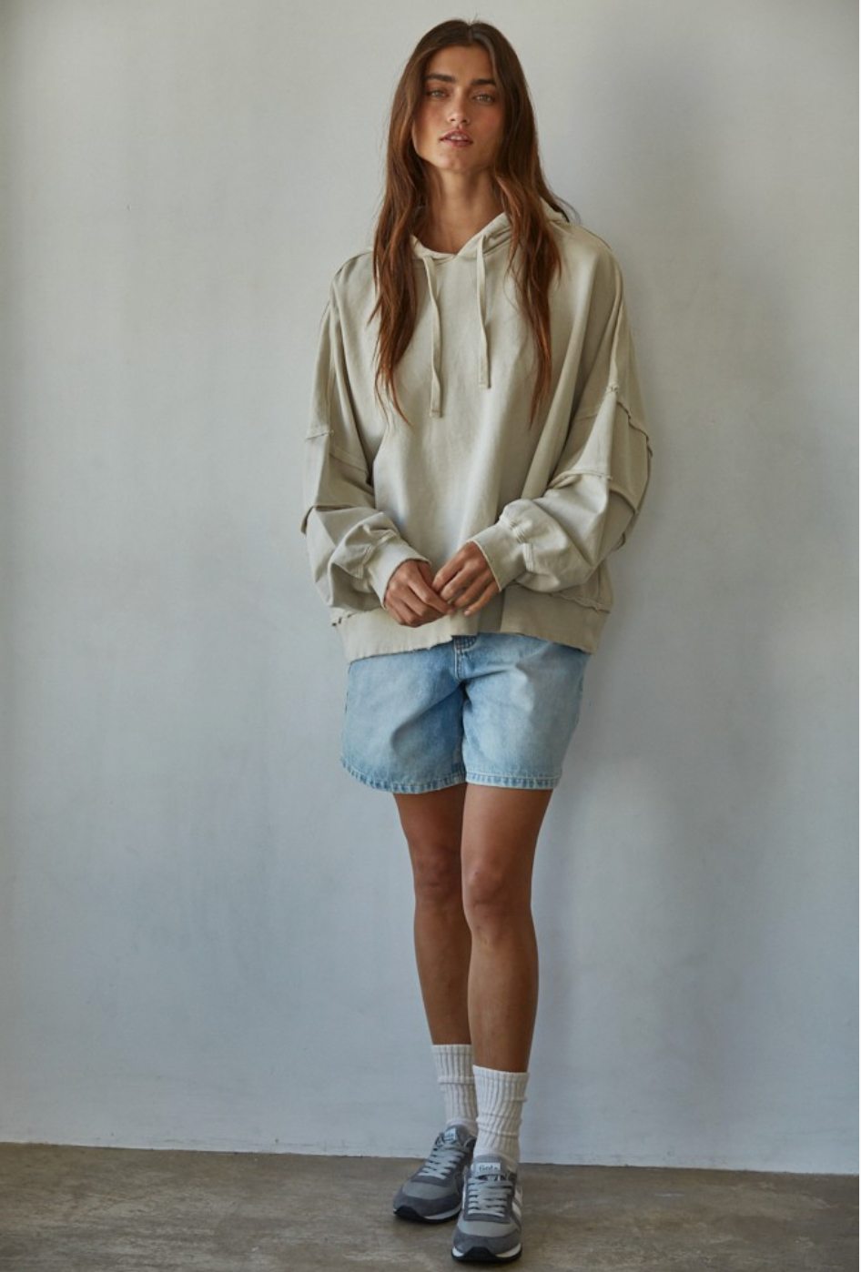 Knit Cotton Drop Shoulder Hoodie