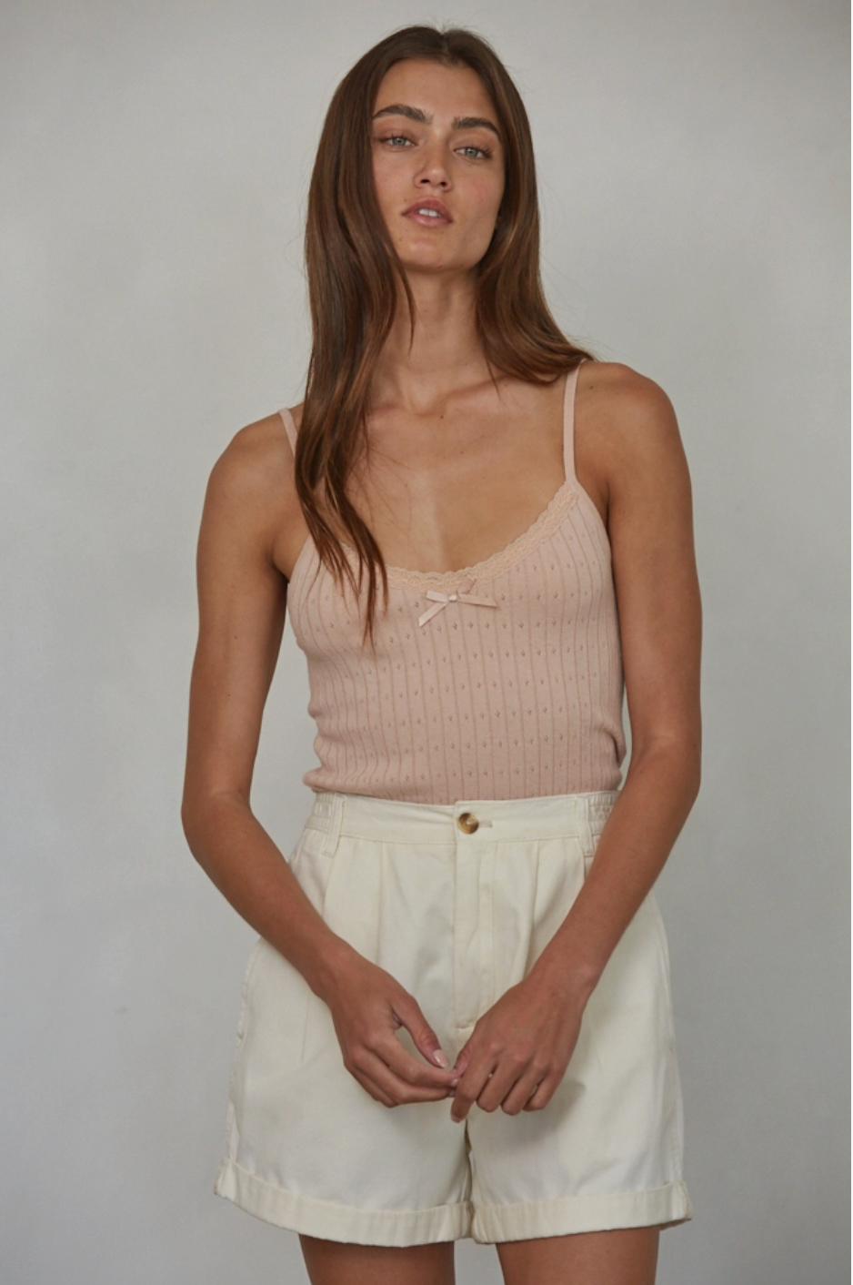 Pink Pointelle Knit Tank