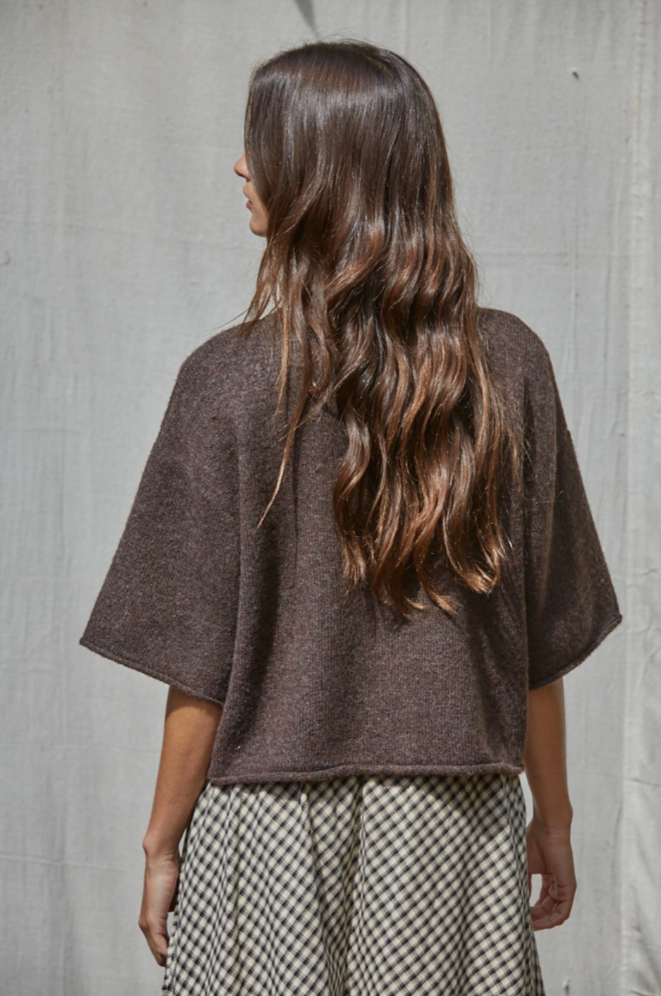 Espresso Quarter Sleeve Button Up Cardigan