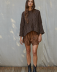 Chocolate Elastic Waist Lace Shorts