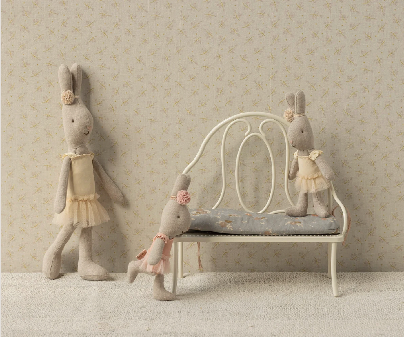 Vintage bench, Mini - Off white Maileg