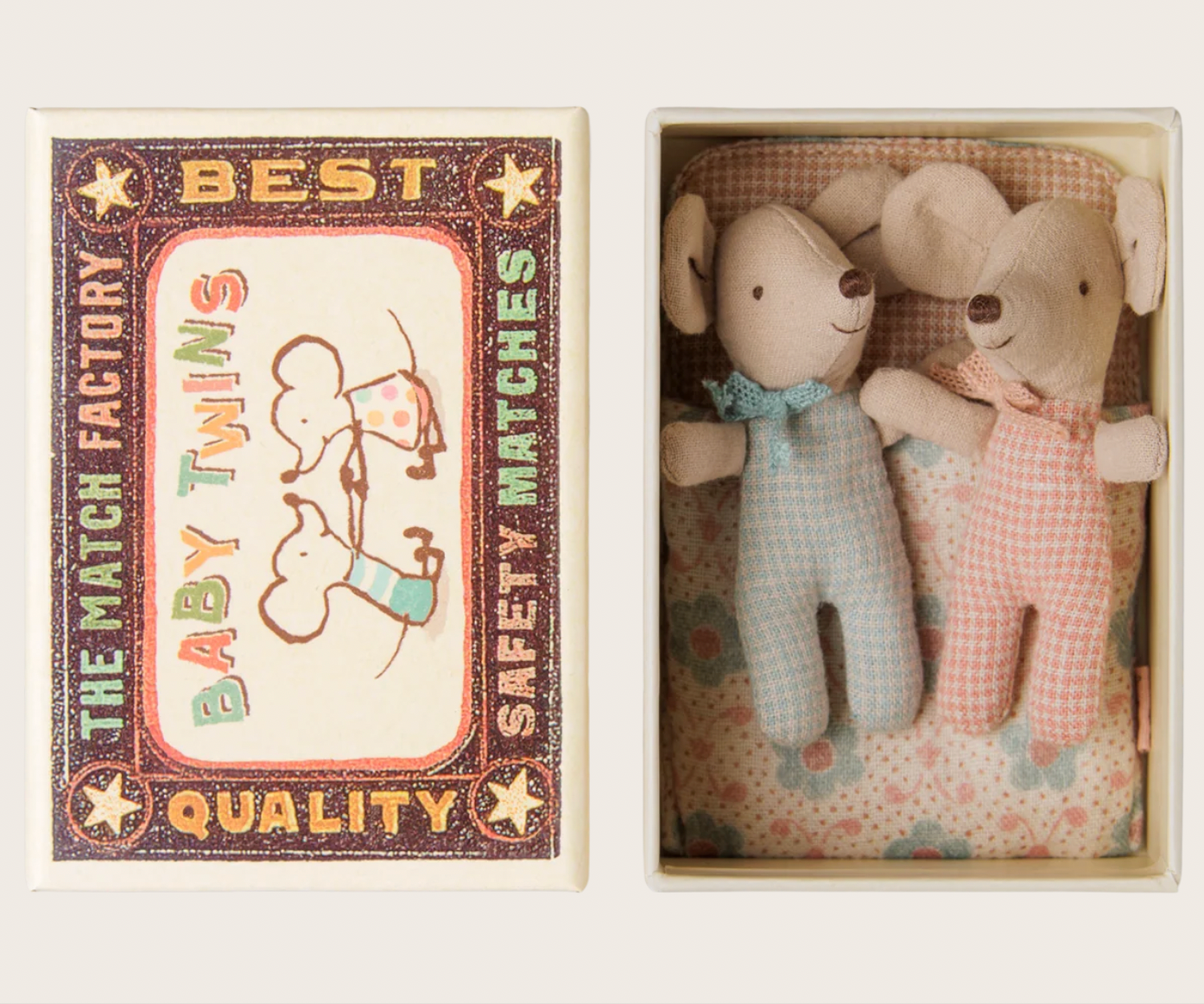 Twins, Baby mice in matchbox - Checker Maileg