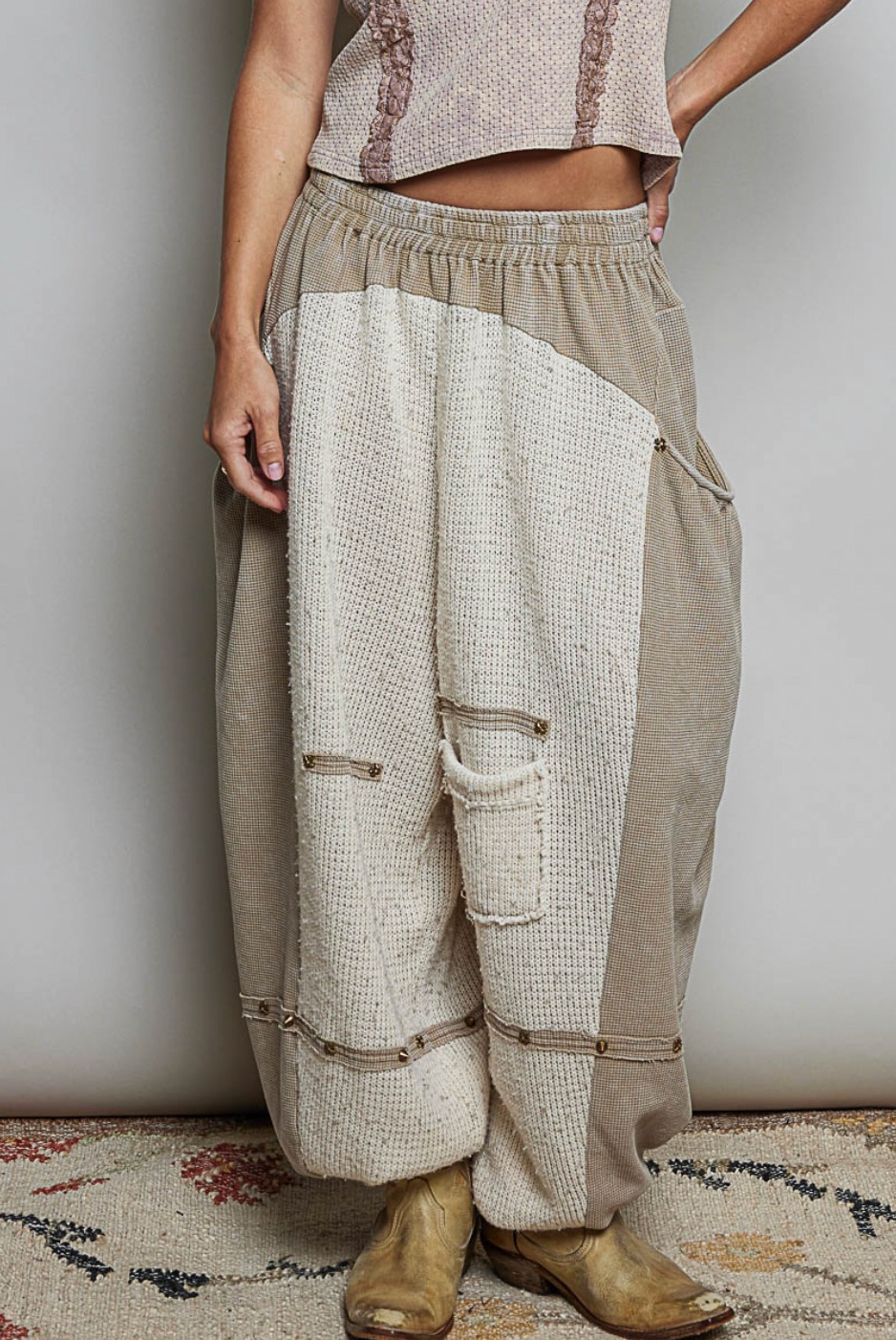 Thermal High Rise Knit Sweater Pants