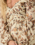 Katy Floral Velvet-Trim Maxi Dress