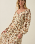 Katy Floral Velvet-Trim Maxi Dress