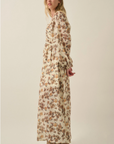 Katy Floral Velvet-Trim Maxi Dress
