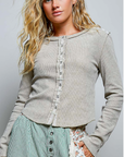 Birdie Button Down Thermal Knit Top