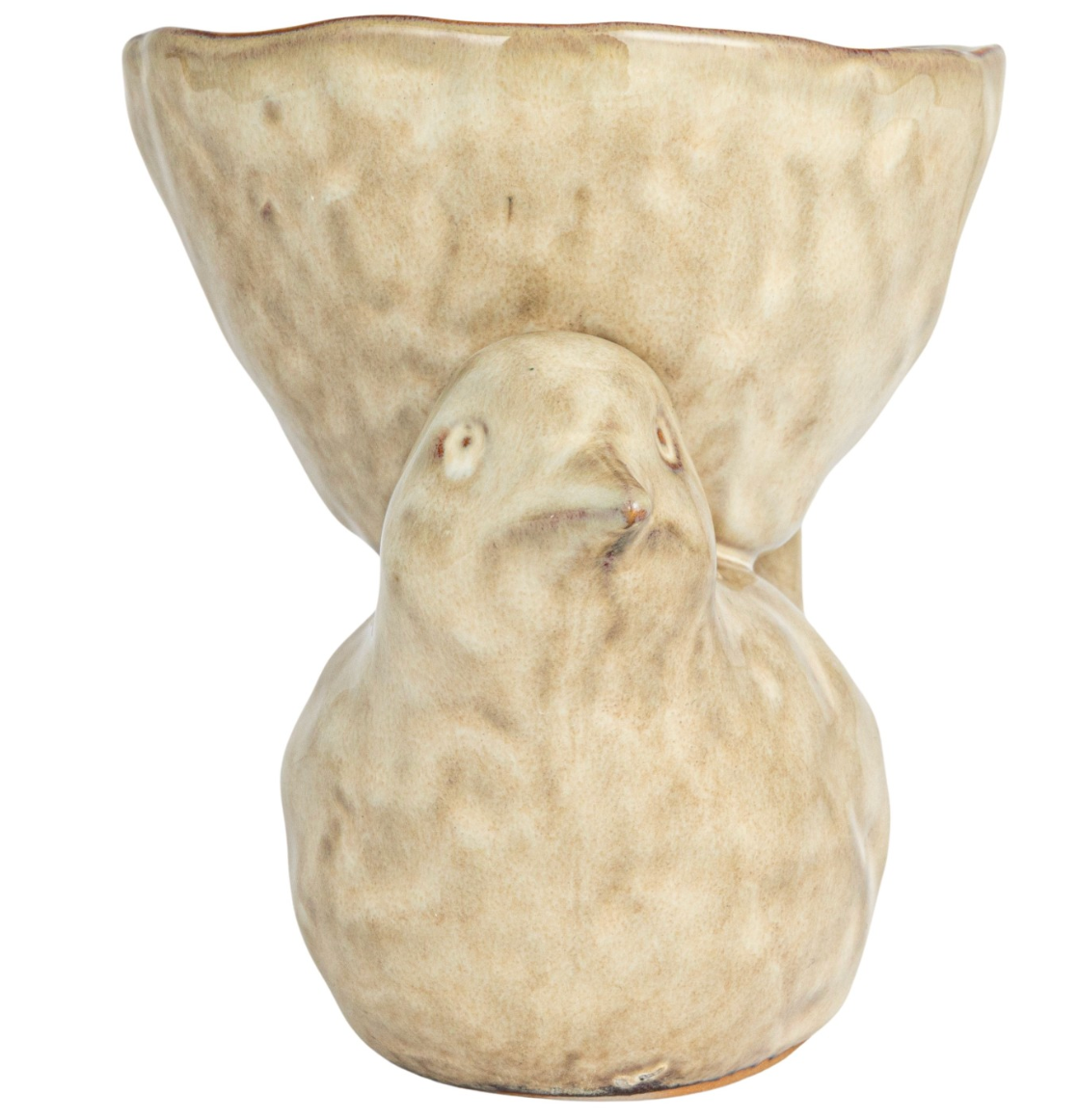 Stoneware Bird w/ Bowl, Cream Color