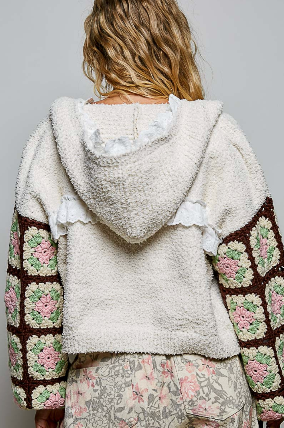 Granny Square Ruffle Cardigan
