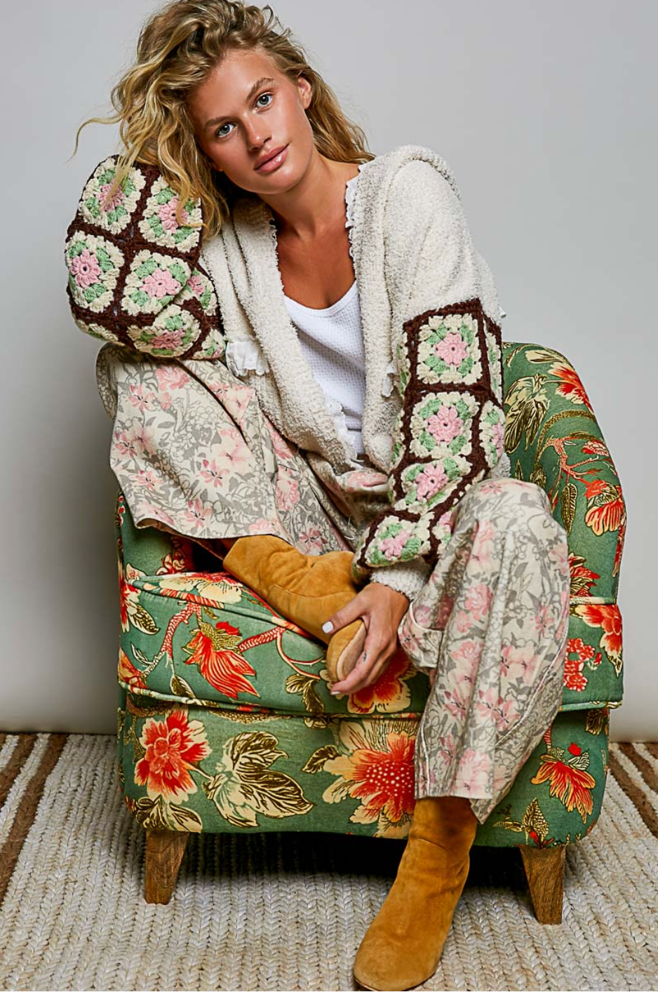 Granny Square Ruffle Cardigan
