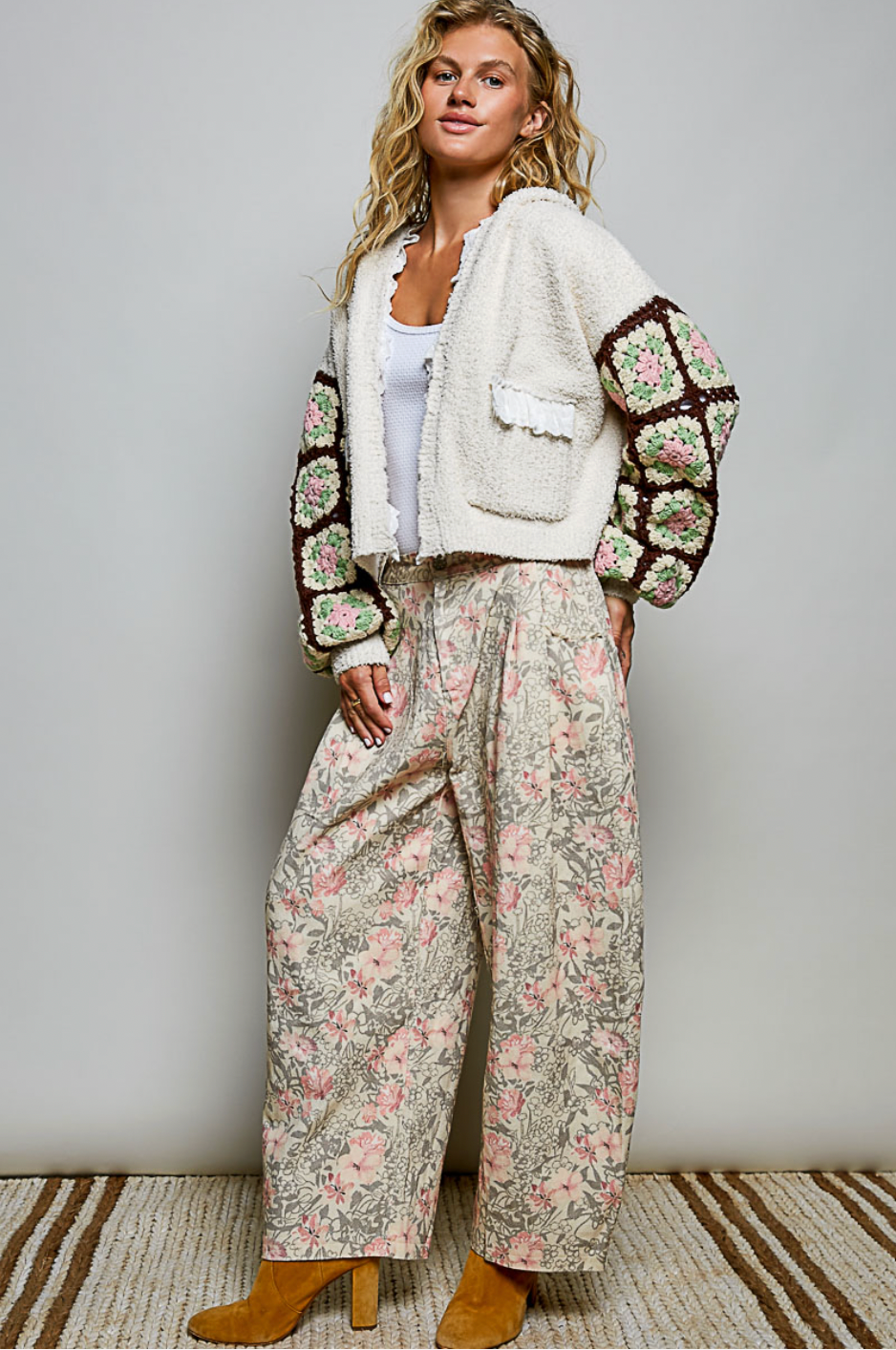 Granny Square Ruffle Cardigan