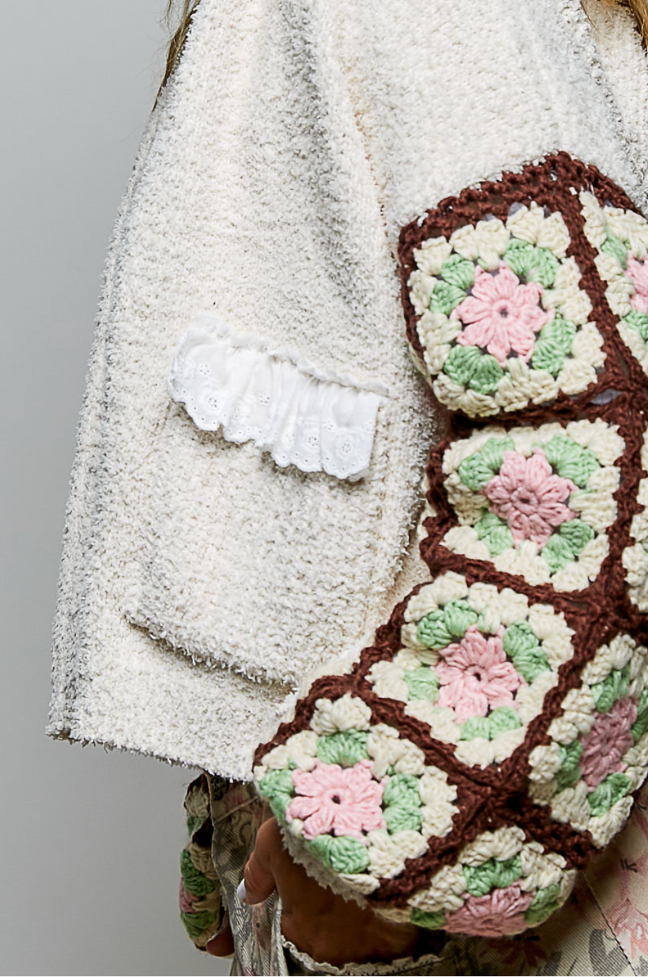 Granny Square Ruffle Cardigan