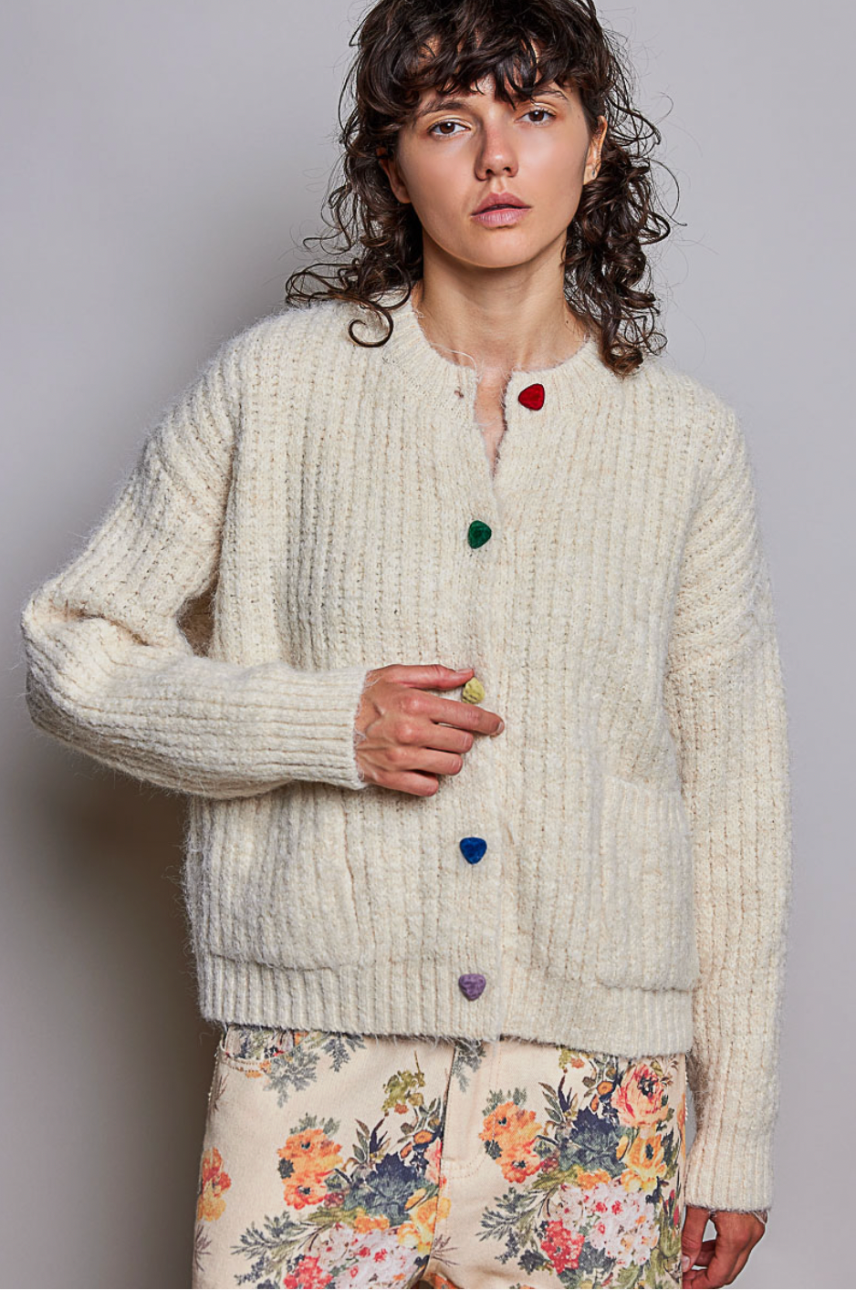 Cozy Heart Button Sweater