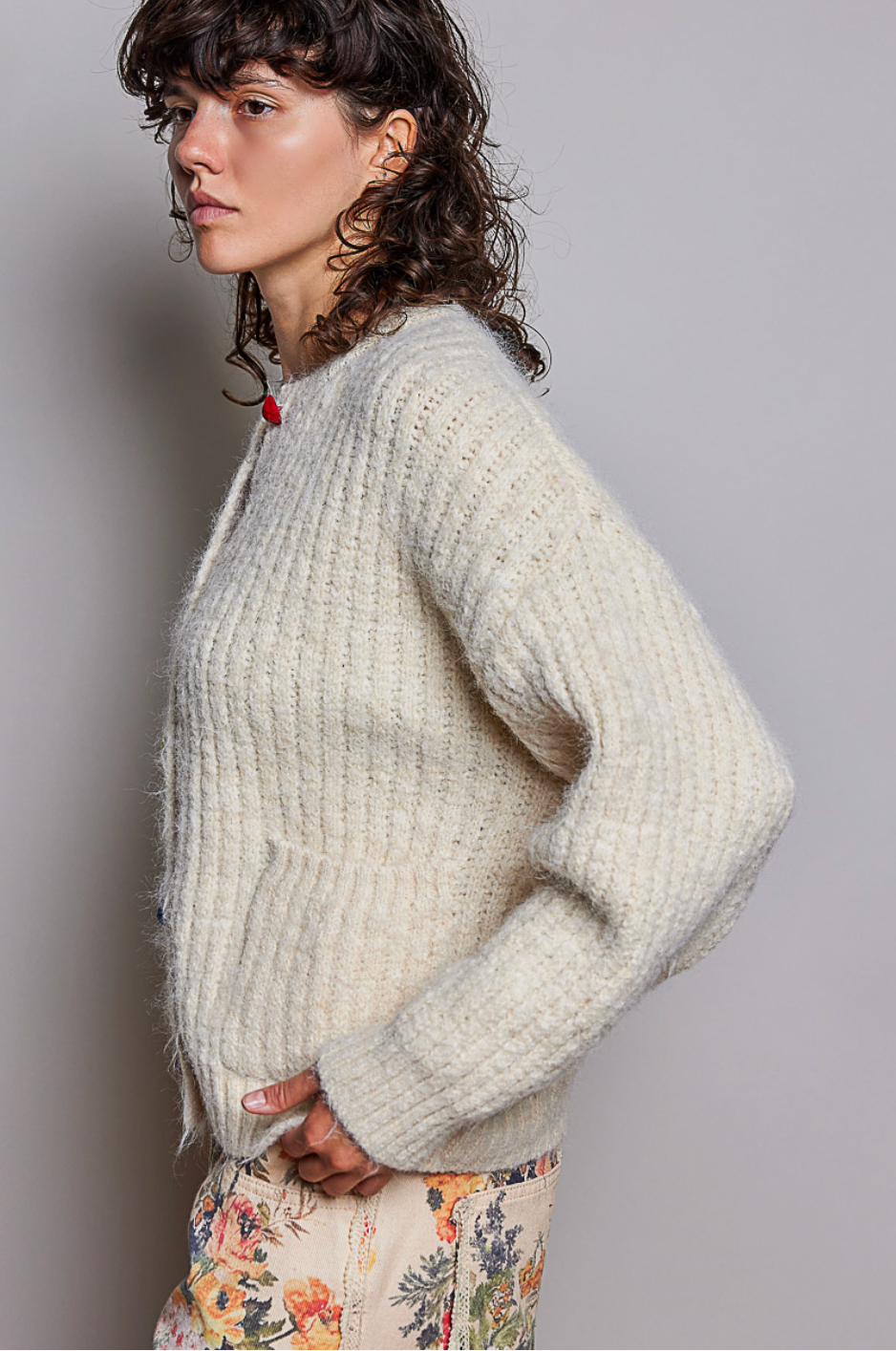 Cozy Heart Button Sweater