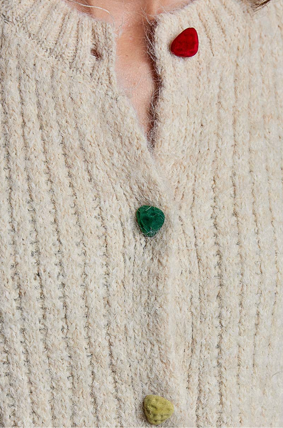 Cozy Heart Button Sweater