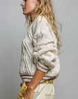 Varsity Cable Knit Double Stripe Sweater