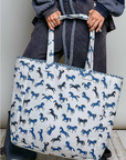 Blue Horse Quilted Tote Bag