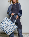 Blue Horse Quilted Tote Bag