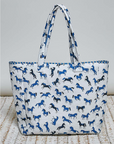 Blue Horse Quilted Tote Bag