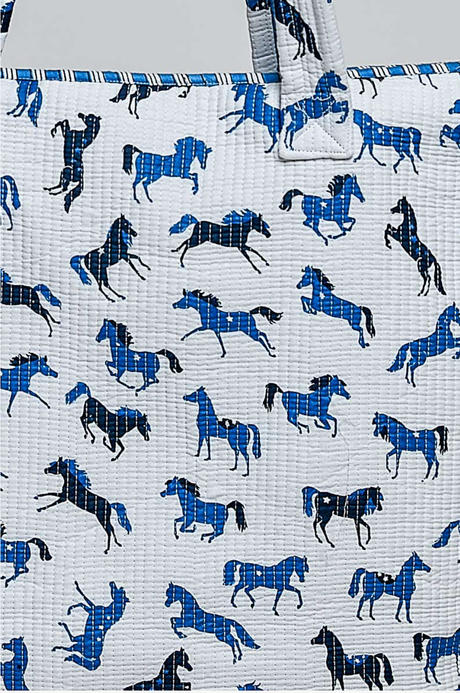 Blue Horse Quilted Tote Bag