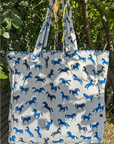 Blue Horse Quilted Tote Bag