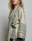 Patchwork Construction Quilted Jacket